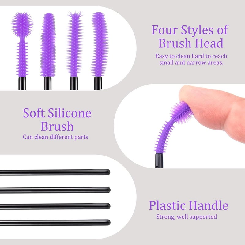 FJW Store Machine Cleaning Brushes, Reusable Silicone Dense Bristles Clean Brush for Sewing Machine Internal and Spool Area, The Every Nook and Cranny Sewing Machine Cleaning Tools 20 PCS Purple - Image 3